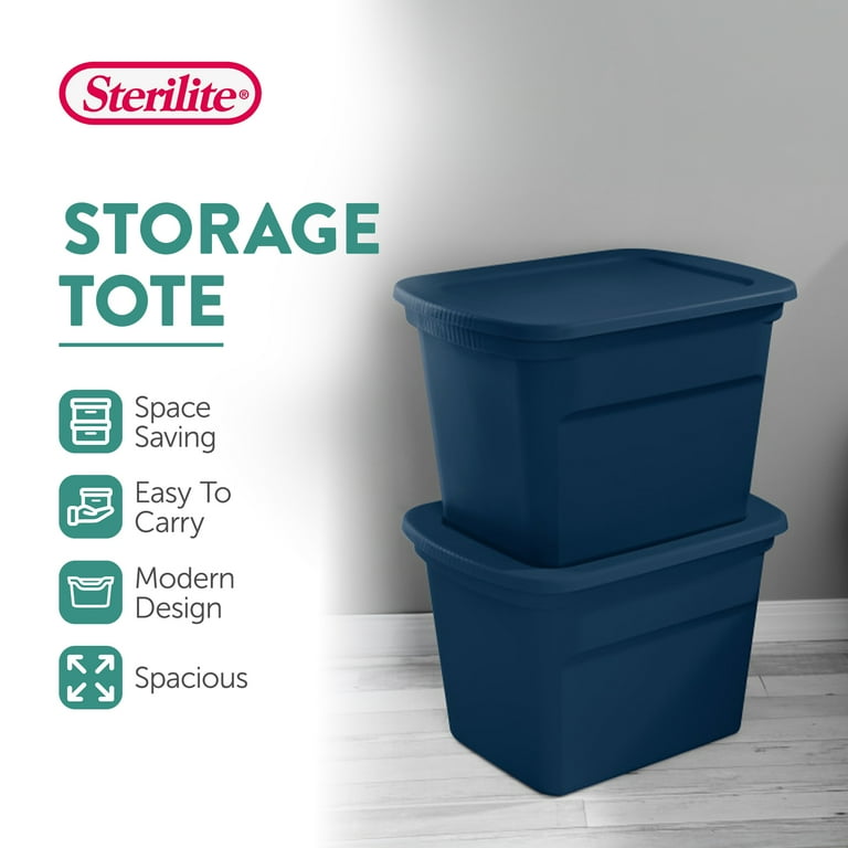 Blue 18 Gallon Storage Tote Sterilite 18 Gal Large Plastic Storage