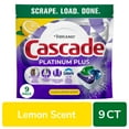 thumbnail image 2 of Cascade Platinum Plus Dishwasher Pods, Dishwasher Detergent, Dish Detergent Soap, Lemon, 9 Count, 2 of 5