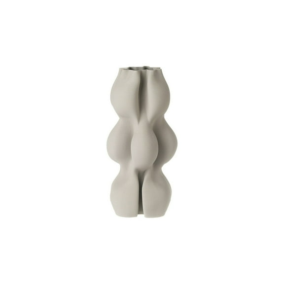 BIDK Home Geometric Ceramic Standing Vase - 14" - Bone Gray