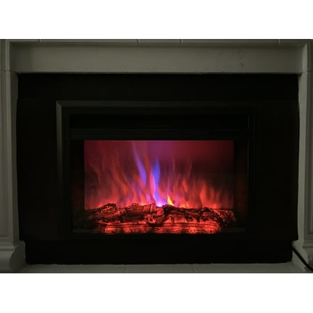 

XBrand Insert Fireplace Heater w/Remote Control and LED Flame Effect 32 Inch Long Black