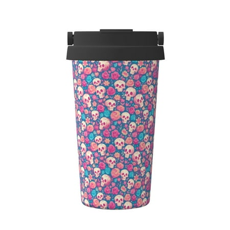 

KLL colorful Skull flower Pattern Stainless Steel Vacuum Insulated Tumbler - Carry Insulated Coffee Mug - Reusable Insulated Cold Brew Iced Coffee Cup Thermos
