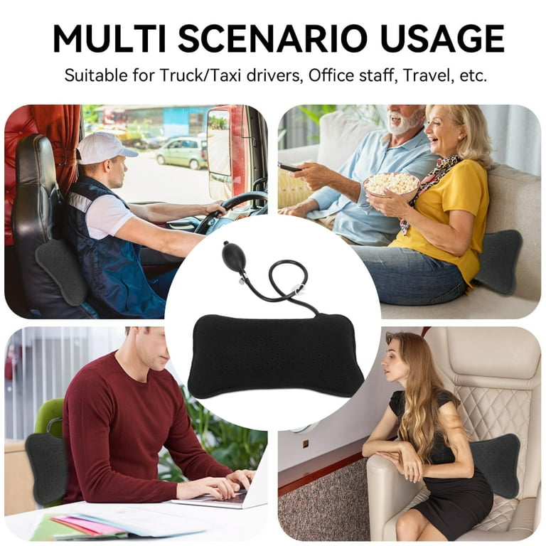 Inflatable Lumbar Support Pillow Adjustable Inflatable Back Pillow Office Chair Lumbar Pillow Washable Travel Pillow Portable Lumbar Supports for Men Women Walmart