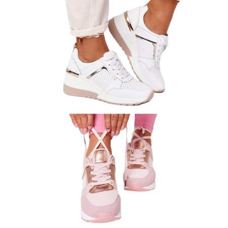 

High Heeled Women Walking Shoes Casual Running Athletic Sneakers