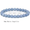 thumbnail image 2 of Natural Matte Angelite Gemstone 8mm Round Beads Stretch Bracelet 7 Inch Unisex, 2 of 5
