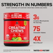 Six Star Pro Nutrition Creatine 3g Chews, Legendary Lemon Lime, 75 Count