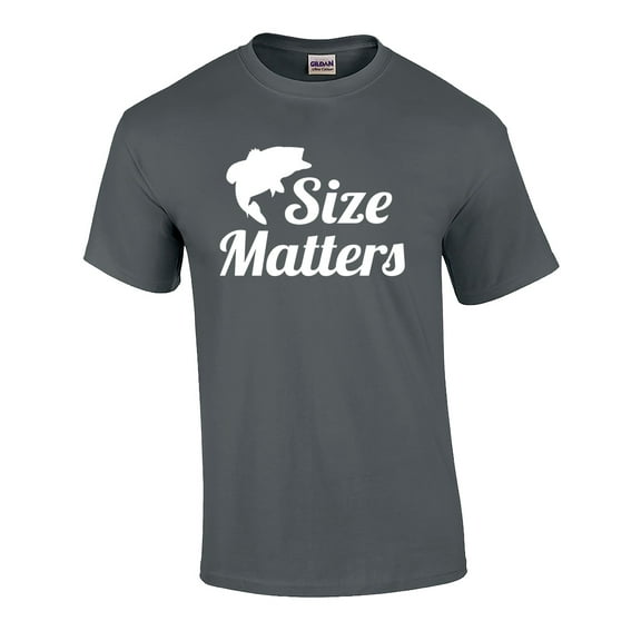 Funny Fishing Size Does Matter Graphic Short Sleeve T-Shirt-Coal-Small Charcoal
