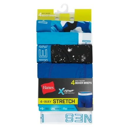 Size Large Boys' X-Temp® 4-Way Stretch Boxer Briefs 4-Pack