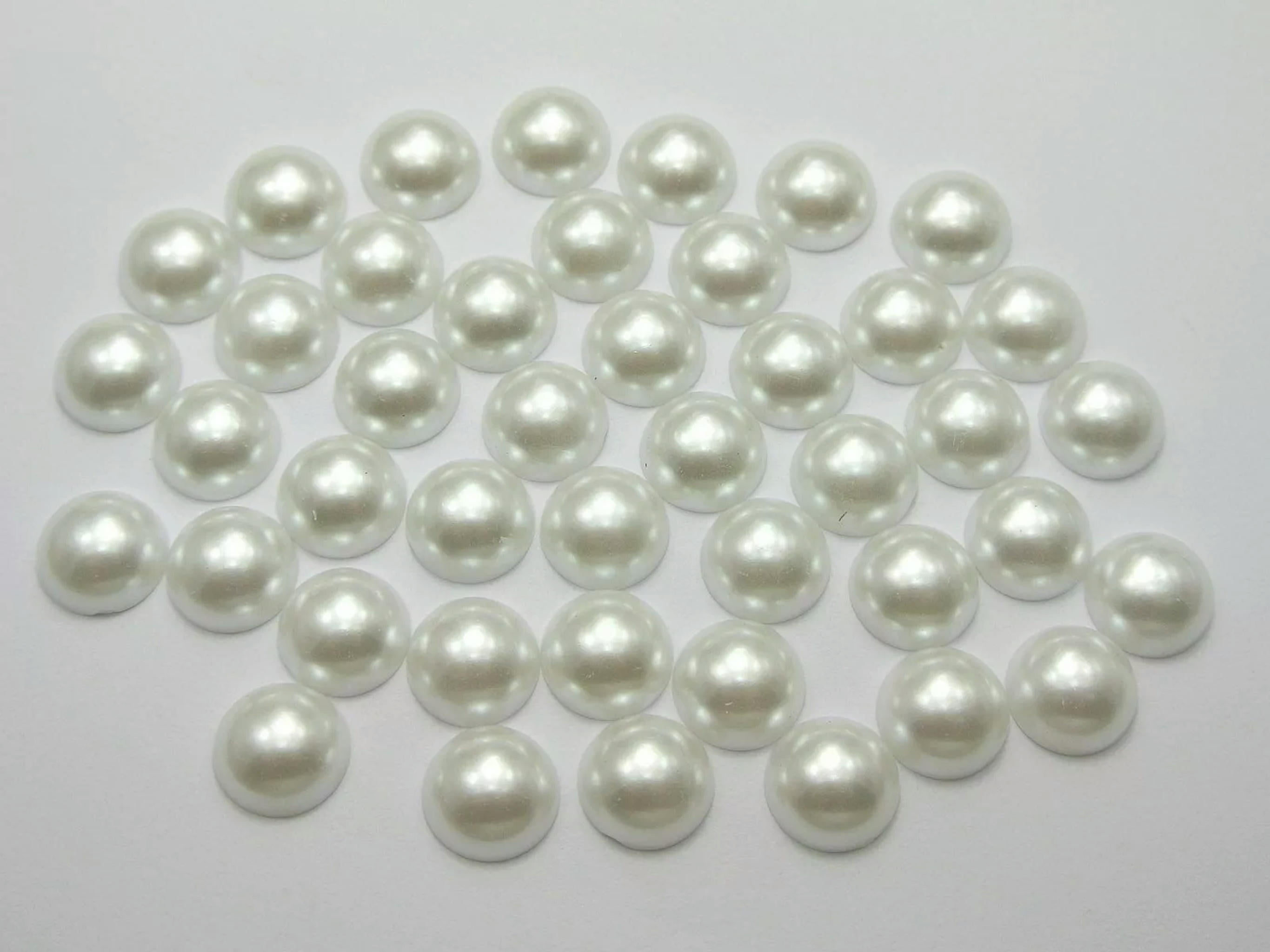 EOEMY 2500 Pure White Acrylic Half Pearl Flatback Round Bead 8mm Scrapbook Craft