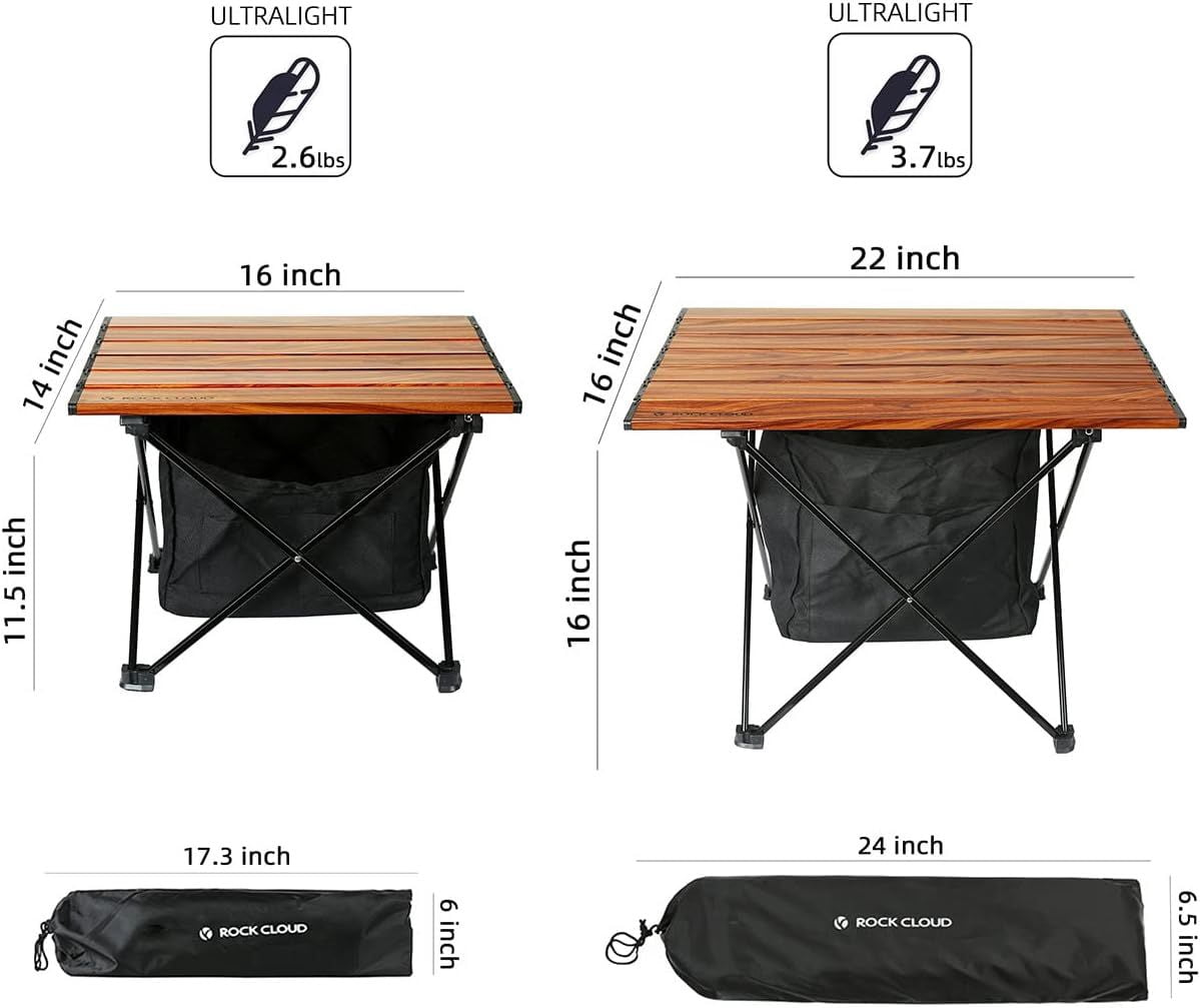 Portable Camping Table Ultralight Aluminum Camp Table Folding Beach Table for Camping Hiking Backpacking Outdoor Picnic, Size M