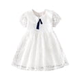 thumbnail image 2 of LOVZFMLL Robe d'Été à Col Poupée pour Enfants Manches Courtes en Dentelle Robe Douce pour Filles, 2 of 8