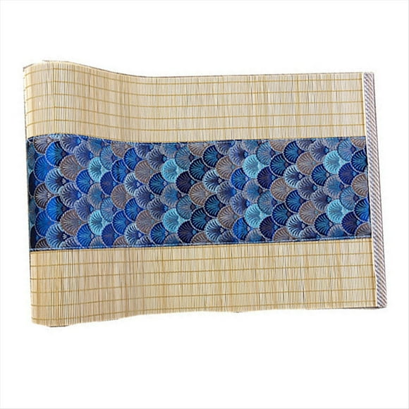 Camino de Mesa de Bambú de Estilo Asiático, Tapete de Mesa Retro Adecuado para la Decoración de Cocinas, Comedores y Dormitorios. Azul Real