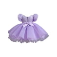 thumbnail image 2 of Haitryli Toddler Baby Girls Sequins Princess Dress Puff Sleeve Tulle Pageant Dress Birthday Baptism Gown Purple 2-3, 2 of 7