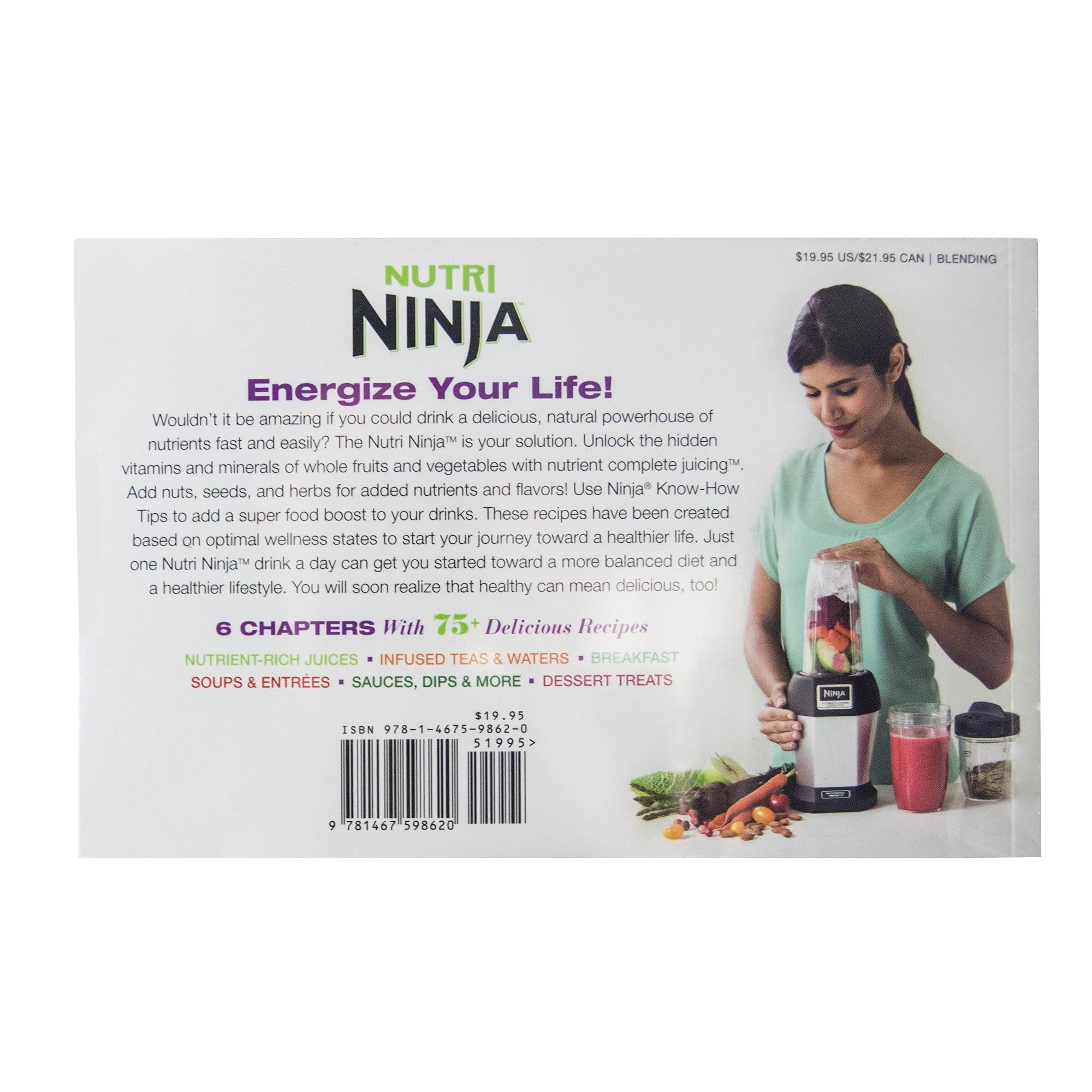 Nutri Ninja 900W Smoothie Blender w/ Ninja Cups + Ninja Blended Drink  Handbook 