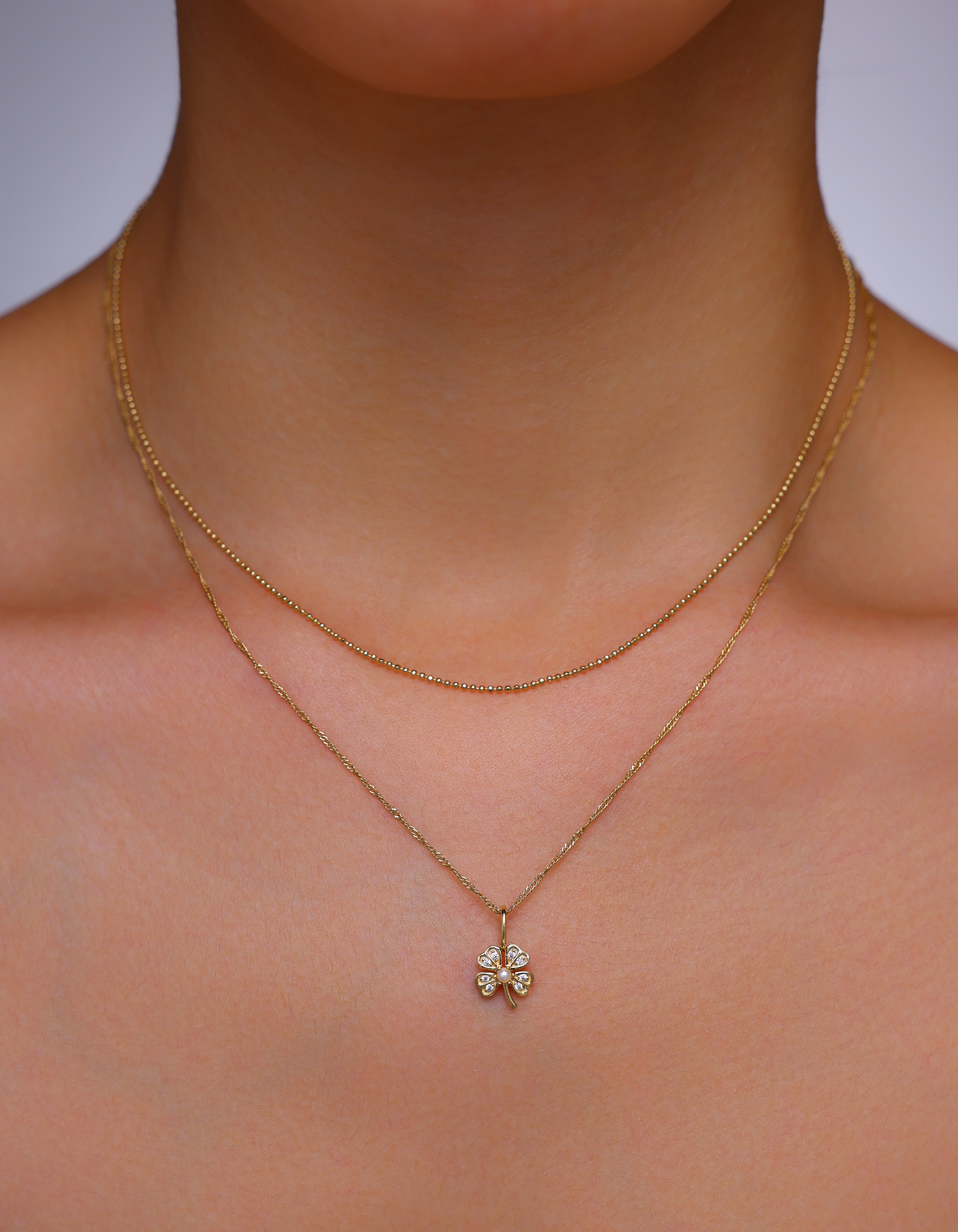 Believe by Brilliance Simultaed Pearl & Cubic Zirconia Clover Necklace Set in 14KT Gold Flash Plated