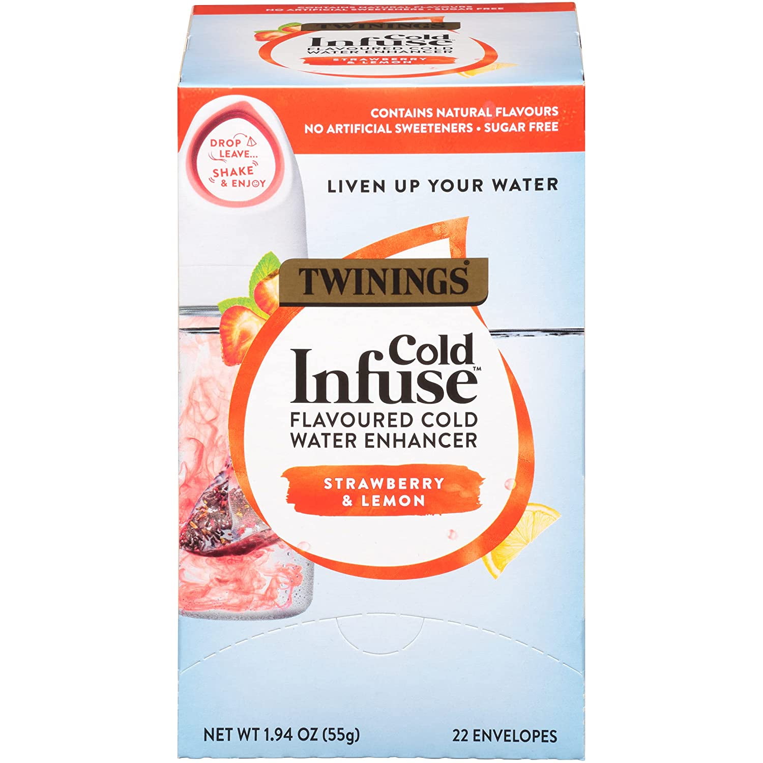 Twinings Cold Infuse Flavored Water Enhancer, Strawberry & Lemon, 22 Count (pack of 1)