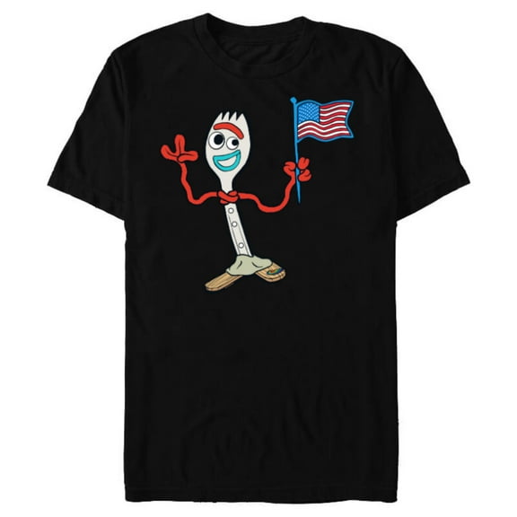 Disney and Pixar’s Toy Story Forky Flag Fourth of July - Short Sleeve Blended T-Shirt for Adults - Customized-Black
