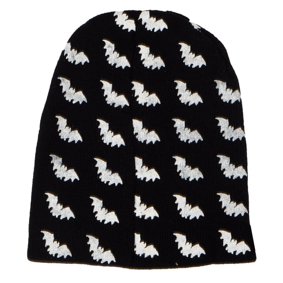 Grvity Threads Mens Holloween Bats Cuffless Beanie, Black