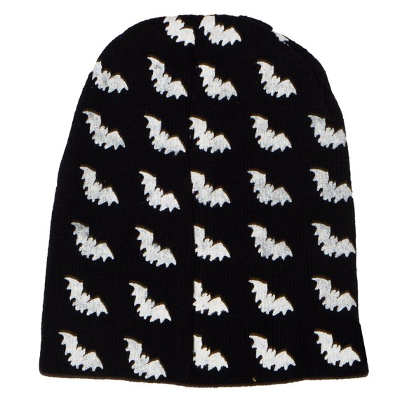 Grvity Threads Mens Holloween Bats Cuffless Beanie, Black