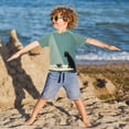 thumbnail image 3 of FORMRS Boys Rash Guard Short Sleeves Swim Shirt Quick Dry UPF 50+ Sun Protection, Sizes 3-12T, Black Cat, 3 of 6