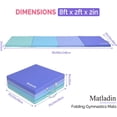 thumbnail image 4 of Matladin 8 FT Folding Gymnastics Gym Exercise Aerobics Mat, 8’x 2’ x 2” PU Leather Tumbling Mats for Stretching Yoga Cheerleading Martial Arts, Play, 4 of 14
