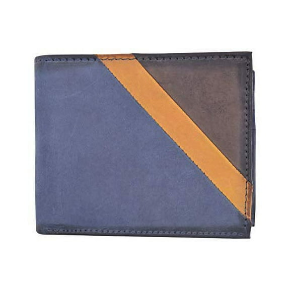 Cazoro Front Pocket Wallet for Men RFID Blocking Leather Bifold ID Window Navy Blue Wallet