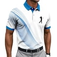thumbnail image 2 of Fnnxeal Mens Polo Shirts Short Sleeve Collared Graphic Golf Summer Casual Polo Blue Shirts for Men Size L, 2 of 6