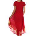 thumbnail image 2 of Sakkas Batik Hindi Cap Sleeve Caftan Dress / Cover Up - Red / Gold - One Size, 2 of 6
