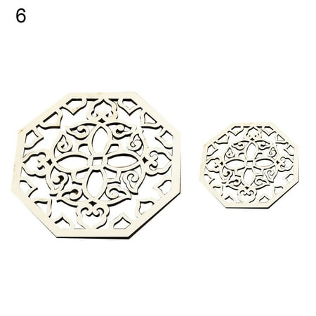 

WindC 2Pcs Hollow Wood Table Mat DIY Retro Pot Bowl Mat Coaster Placemat for Kitchen
