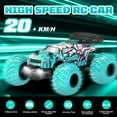 thumbnail image 6 of BEEPRINCESS Remote Control Car, 1:18 Scale All Terrain RC Cars, 2WD 20Km/h with Colorful LED Light and 2 Rechargeable Batteries, RC Monster Truck Off-road Racing Car Toys for Kids and Boys, Blue, 6 of 8
