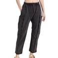 thumbnail image 1 of Pantalones deportivos para mujer, cintura elástica, bolsillos grandes, diseño de línea dividida, pantalones deportivos casuales de moda, negro S, 1 of 5