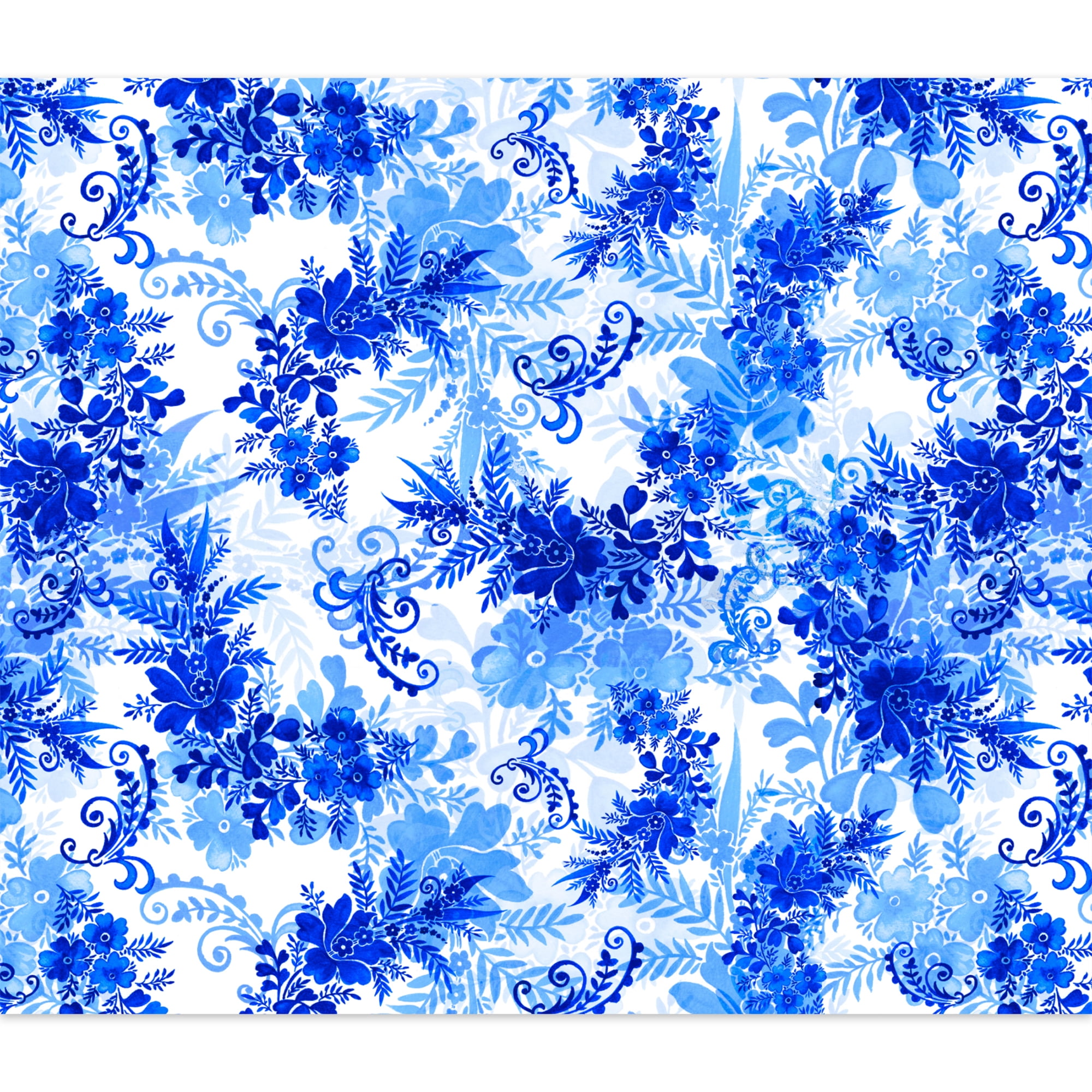 Create It 18"x21" 100% Cotton Floral Precut Sewing & Craft Fabric, Blue 10 Pieces