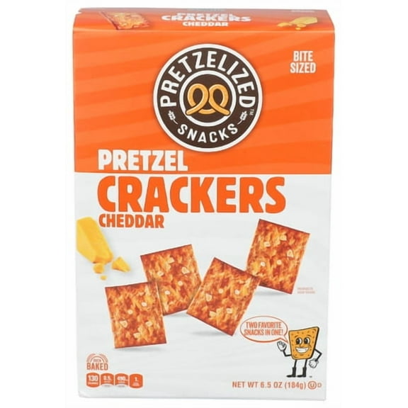 (Pack of 12) Pretzelized Snacks Cheddar Pretzel Crackers 6.5 oz