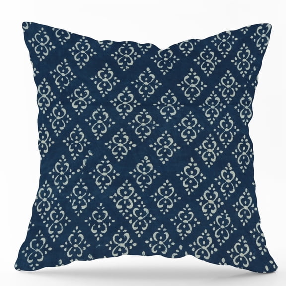 The Cozy Creations Pack of 2 Indigo Blue Cotton Cushion Covers Hand Block Printed Throw Pillow Covers 18x18 inches Decorative Farmhouse Couch Pillow Case Square Boho Cushion Pillowcase