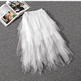 thumbnail image 5 of LBKKC Women's Tulle Skirt Formal High Low Asymmetrical Midi Tea-Length Elastic Waist Skirt Off White, 5 of 5