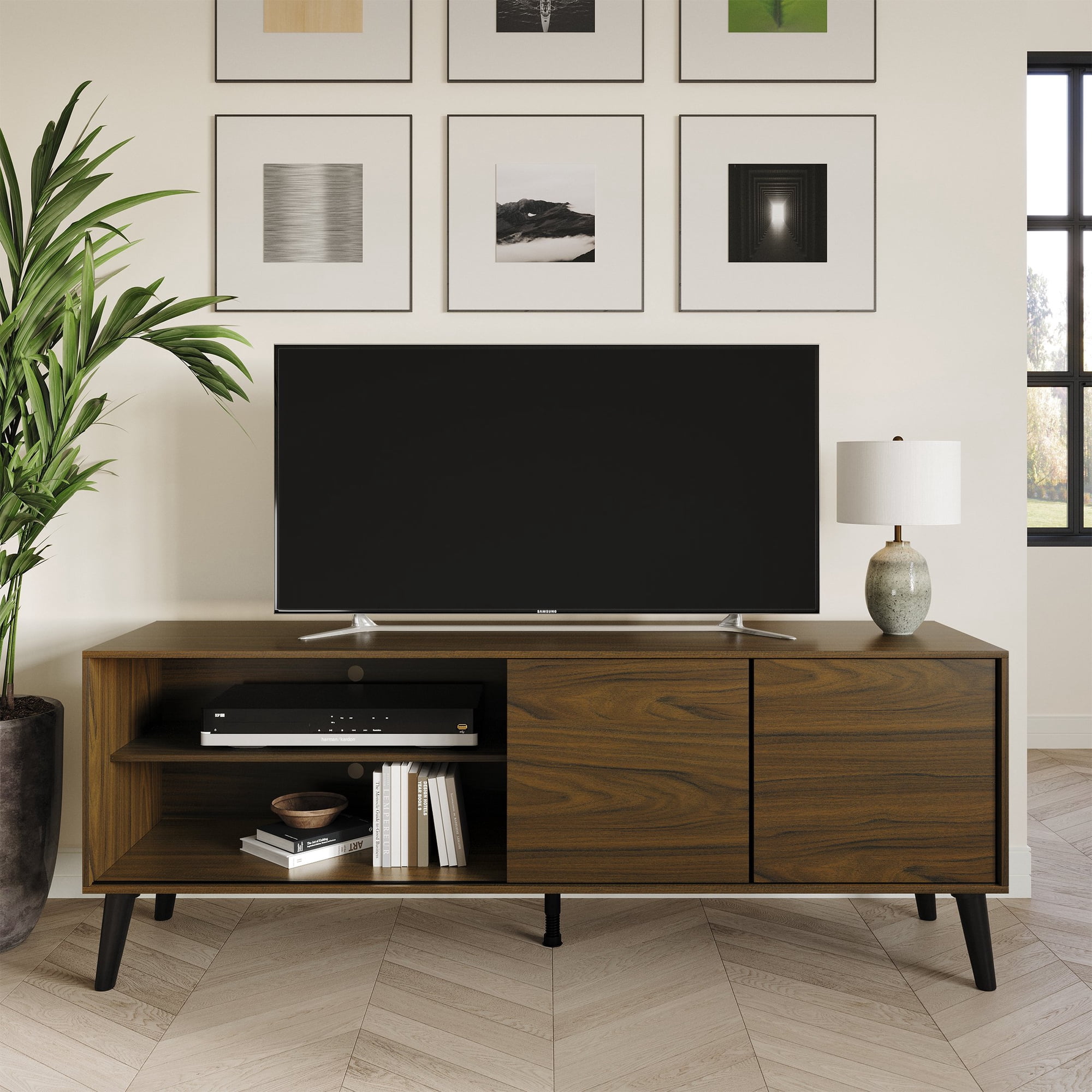 Castle Place Comtemporary TV Stand Console for TVs up to 65 Brown