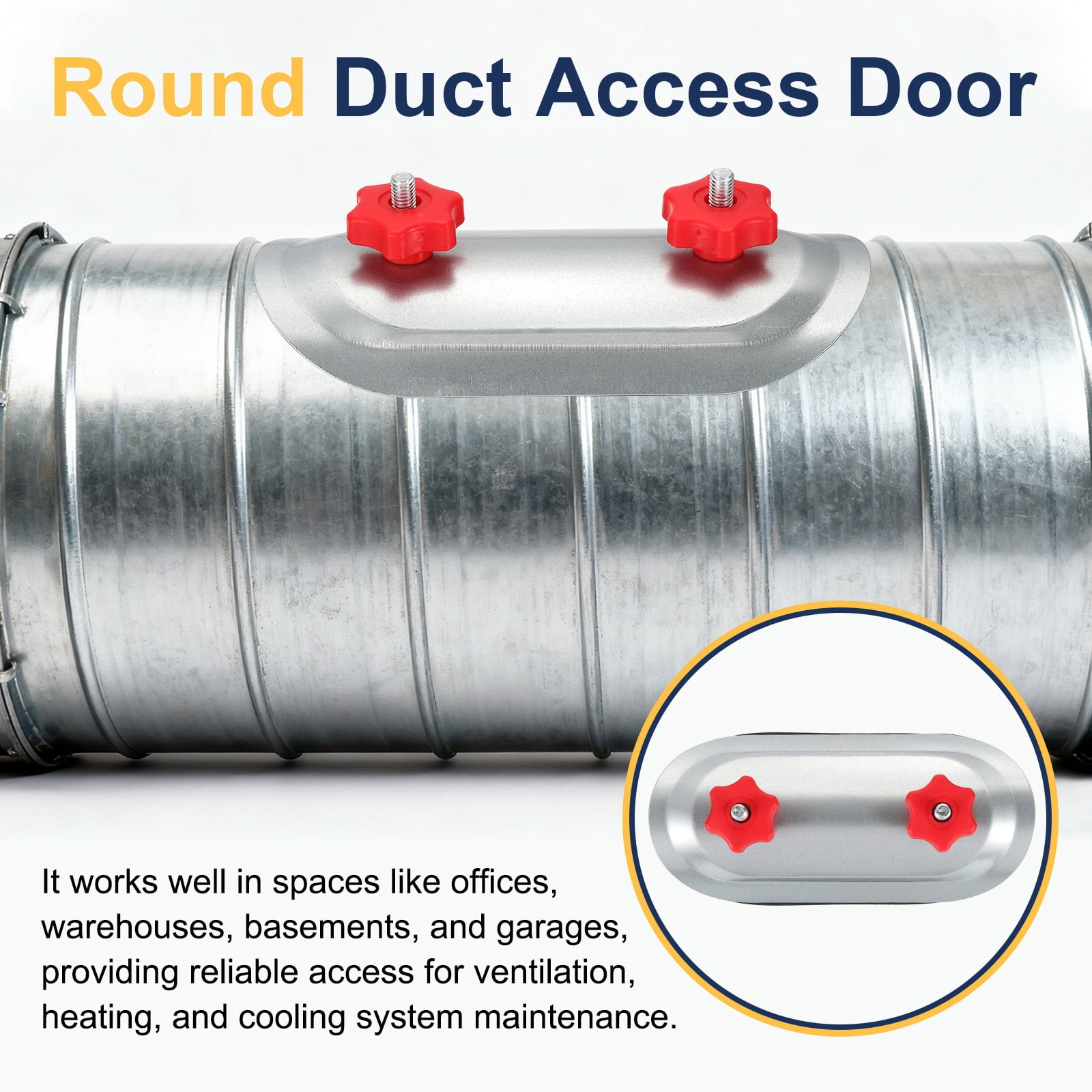 Uxcell 4" Round Duct Access Door, Duct Maintenance Access Door Galvanized Steel Ducting Cover with Rubber Gasket Adjustable Knobs for HVAC Duct Inspection, Silver