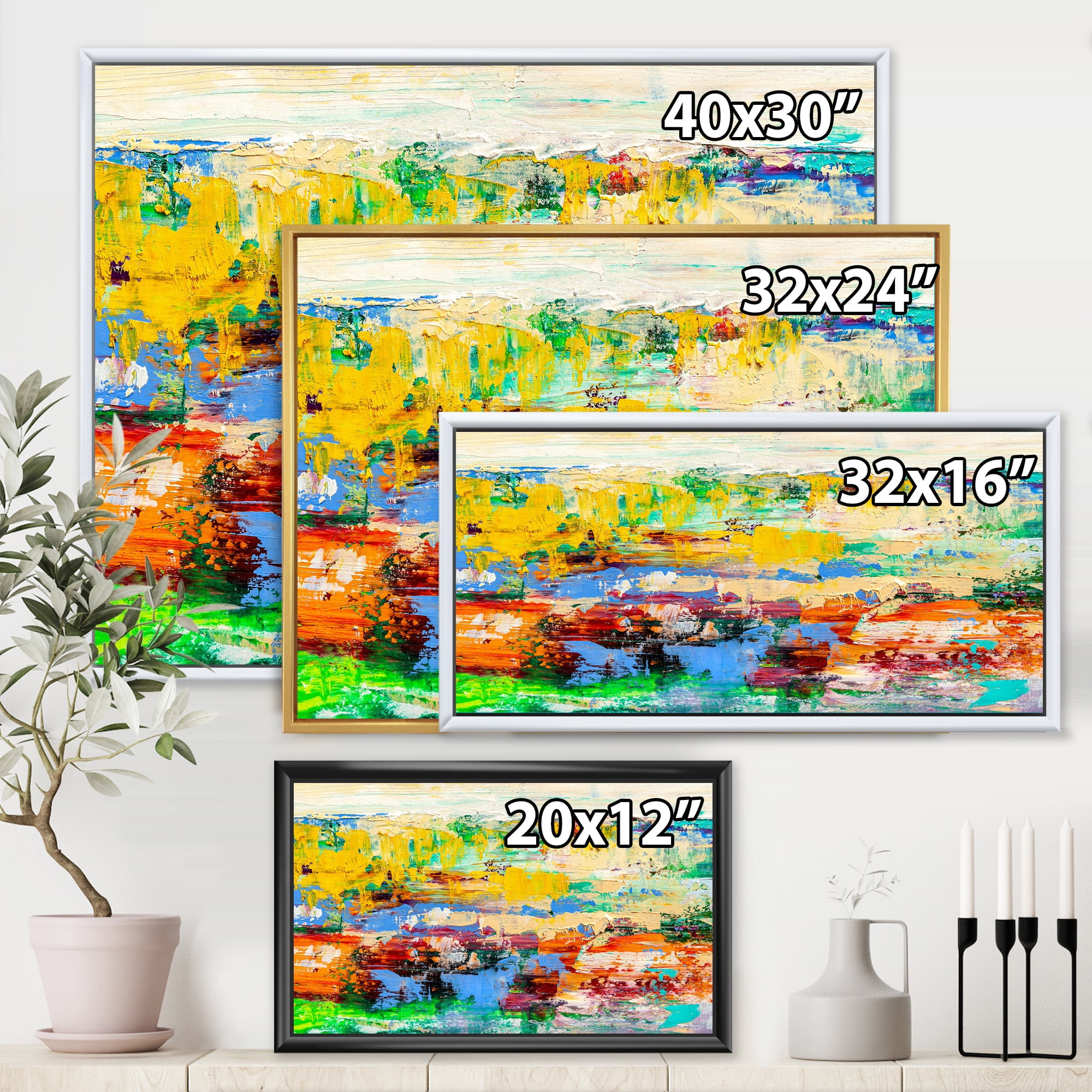 Designart 'Abstract Multicolored Bright Texture Art I' Modern Framed Canvas Wall Art Print