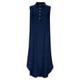 thumbnail image 6 of Vacation Dresses for Women Button Up Collared Shirt Dress with Pocket Solid Color Sleeveless Maxi Dress Summer Beach Split Dresses, 6 of 7
