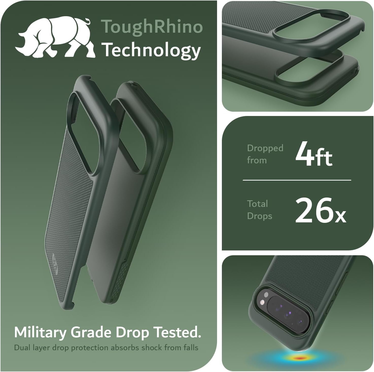 TUDIA MergeGrip Google Pixel 9 Pro XL Case Drop Tested Heavy Duty - Pine Green