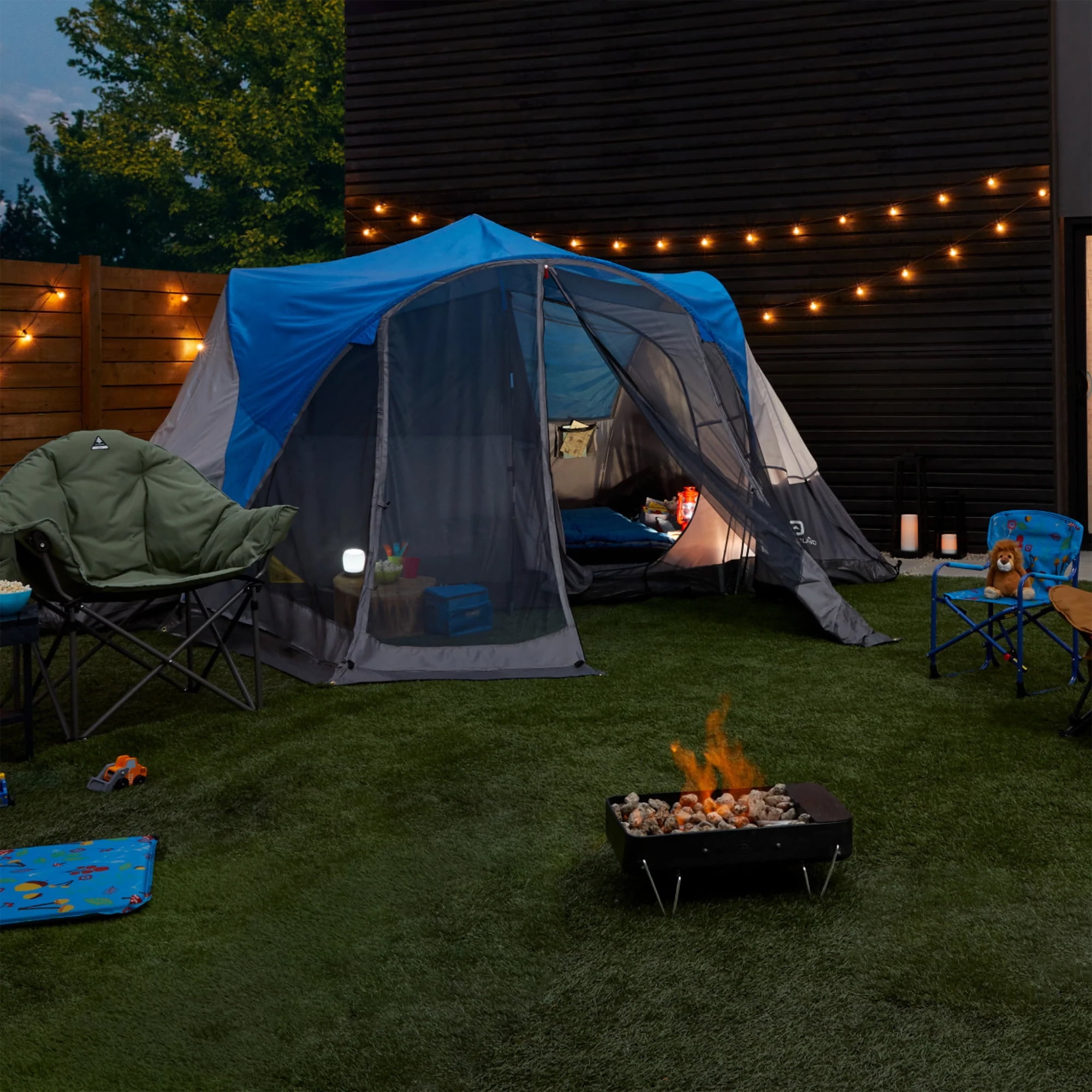 Outbound 8 Person 3 Season Easy Up Dome Tent with Room Divider & Rainfly