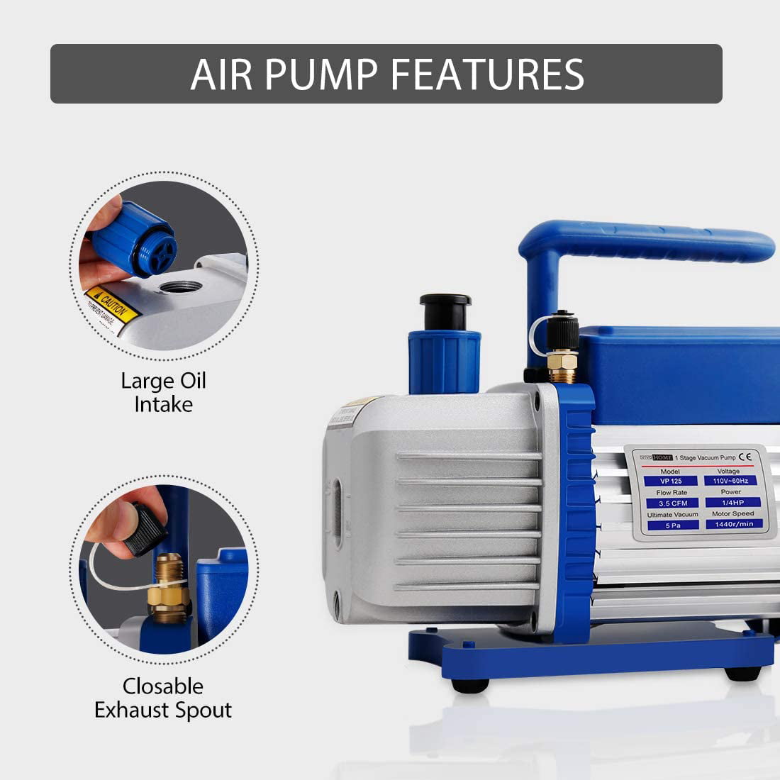 4 CFM Vacuum Pump Rotary Vane 1/2HP HVAC AC Refrigerant Air Conditioning R134a 