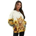 thumbnail image 7 of HELLHERO Sunflower Cat Print Women Pullover Tops Long Sleeve, Crewneck Sweatshirt 2025 Fashion Comfy Oversized Sweatshirt Size M, 7 of 7