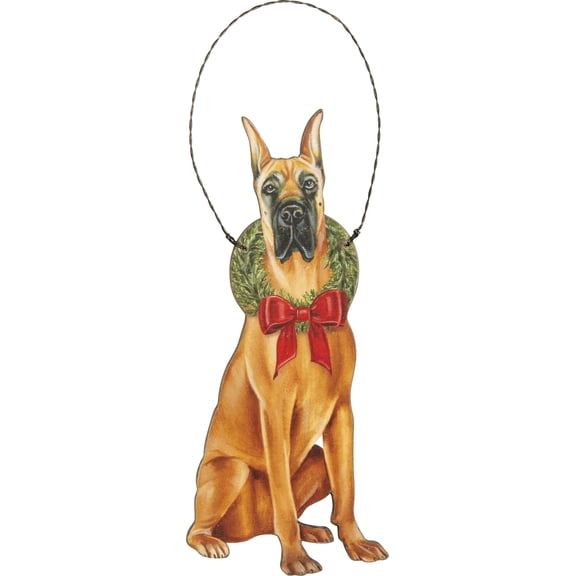 Primitive by Kathy Christmas Great Dane Hanging Ornament