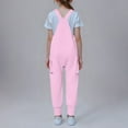 thumbnail image 5 of XXWXYD Girls Overalls Jumpsuit Harem Pants with Pockets Sleeveless Casual Play Outfit 5-14 Years Breathable Fabric Retro Streetwear Layering Basics, 5 of 6