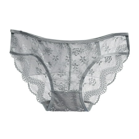 QYZEU Ladies Panties High Cut Briefs for Women Women s Hollow Out Underwear Women Lace Brief Breathable Ladies Brief Women Seamless Panties Grey One Size