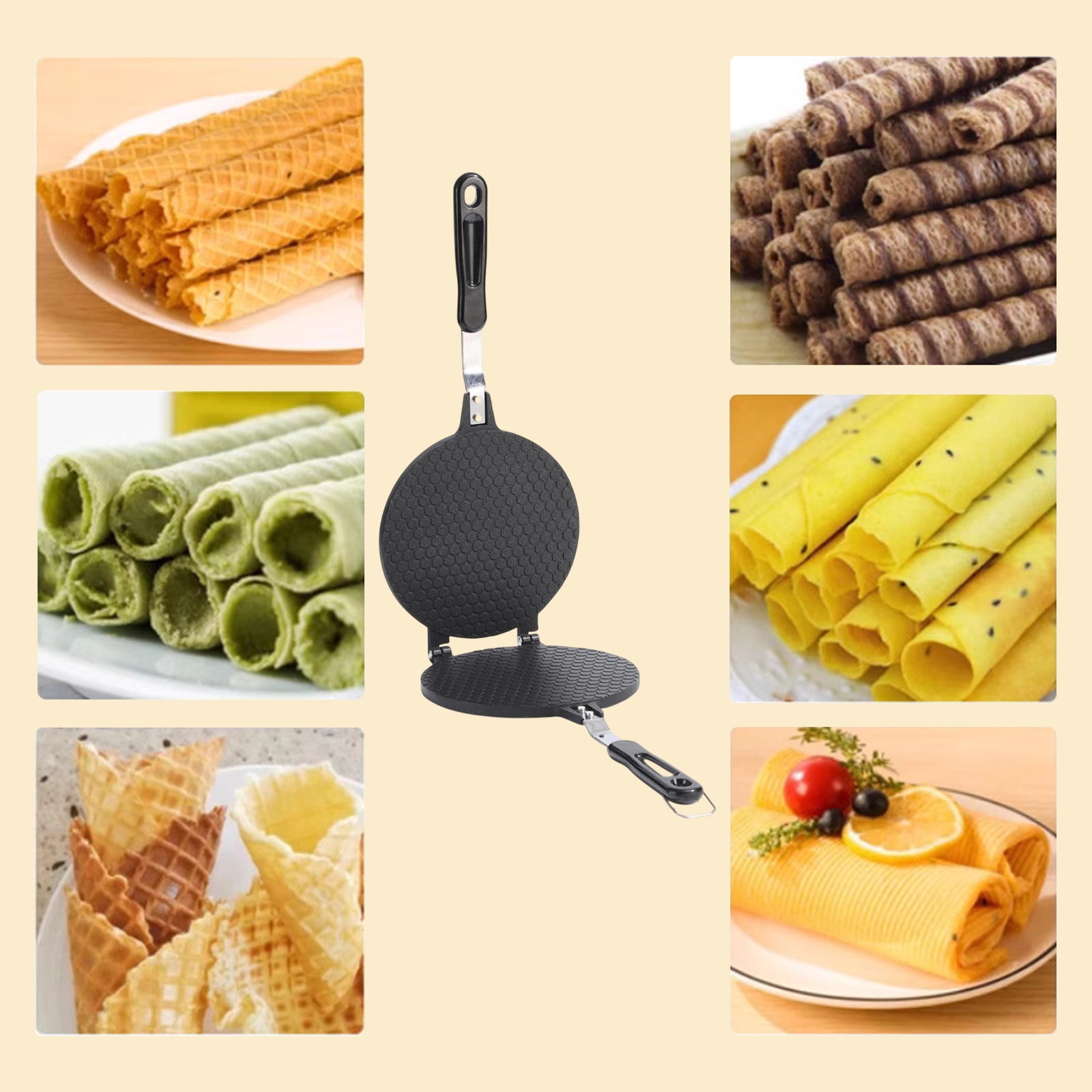 Waffle Cone Maker, Non-Stick Ice Cream Cone Maker, Aluminum Egg Roll Mold for Making Crispy Egg Rolls,17.3X8.66In (Large)