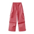 thumbnail image 3 of GYRATEDREAM Cargo Pants for Girls Wide Leg Casual Quick Dry Cargo Pants Trousers Lightweight Kids Joggers with Pockets, 3 of 4