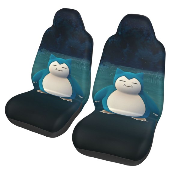 Snorlax Car Seat Covers 2 Pack Cartoon Print Front Seat Covers Interior Accessory Universal Vehicle Seat Protector Fit for Car Auto Truck Van SUV Sedan