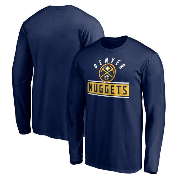 Men's Navy Denver Nuggets Team Arch Knockout Long Sleeve T-Shirt