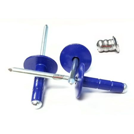 

Dark Blue 3/16 Aluminum Large Head with Steel Mandrel Multi Grip Pop Rivets Fasteners .275 - .598 Grip Range